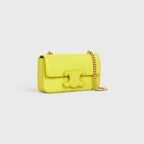 CHAIN SHOULDER BAG CUIR TRIOMPHE IN SHINY CALFSKIN - ANIS