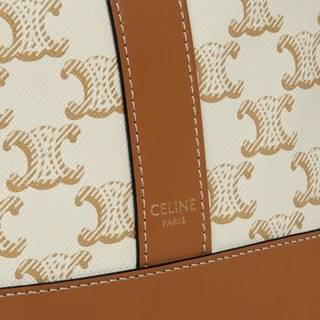 CELINE - TRIOMPHE帆布及小牛皮小型BUCKET手袋 (純白色)